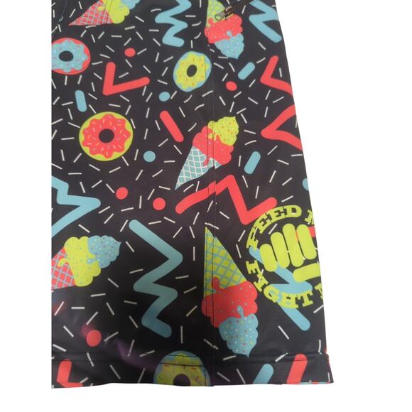 Feed Me Fight Me Men’s Black Ice Cream Donuts Elastic Waist Shorts Size small - Picture 2 of 10